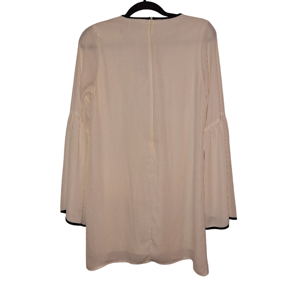 Vintage DejaVu Tunic Cream & Black Top Size Medium Bell Sleeves Romantic Flowy - Picture 2 of 7